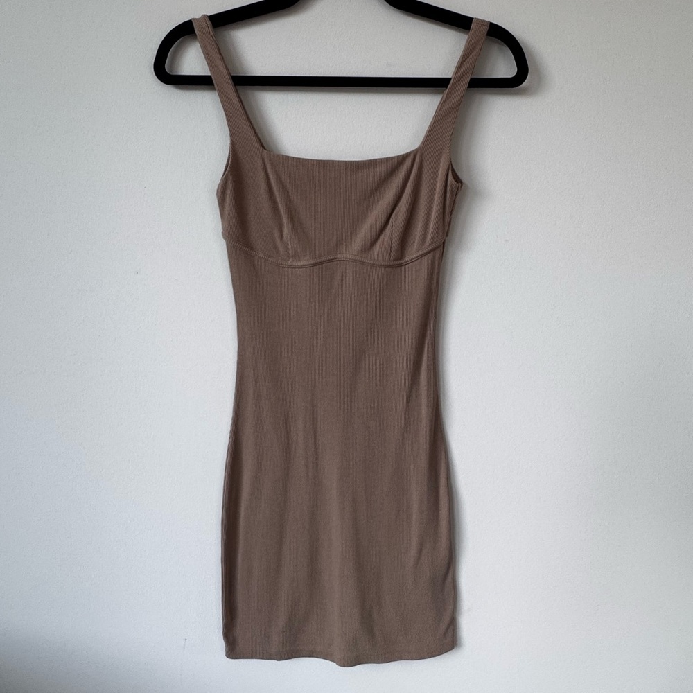 Princess Polly Ribbed Tan Dress